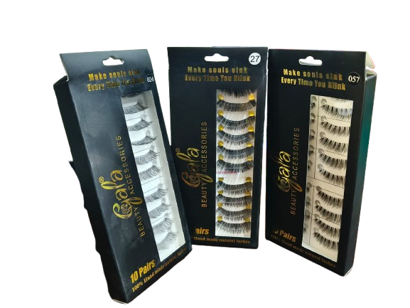 Gala Natural Hair False Eyelashes, 10 Pairs, Black