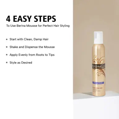 Berina Professional Hair Mousse Adds Volume and Texture, 300ml