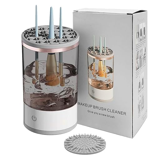 G.FIDEL Makeup Brush Cleaner, Automatic Cleaning Drying Storage 3 in 1 Multifunctional Cosmetic Tool Cleaning Container