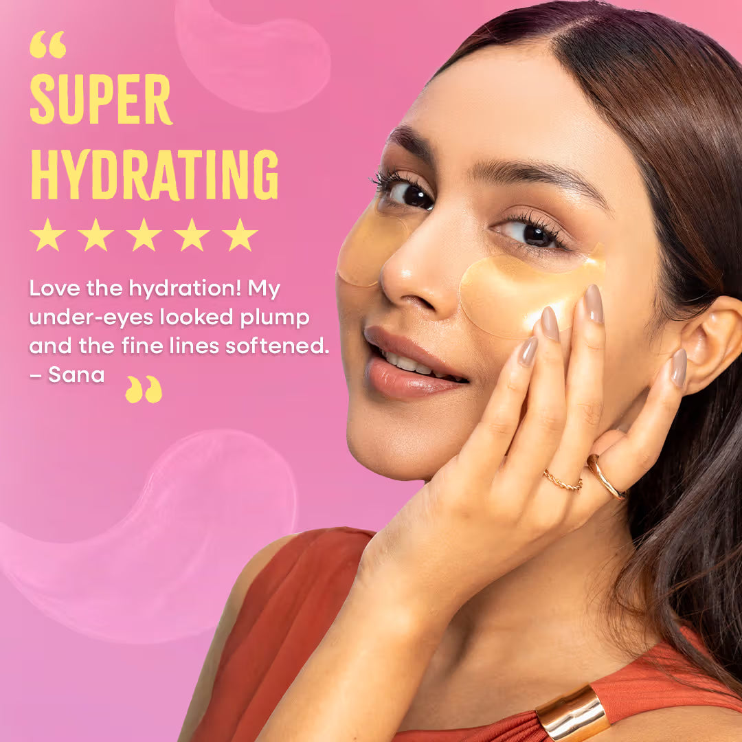 Nykaa Skin Gold Hydrogel Under Eye Patches-Caffeine & Collagen For Dark Circles, Hydration & De-Puff