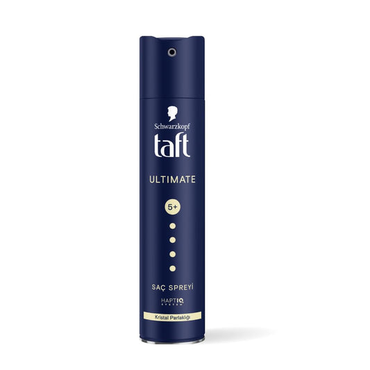 Schwarzkopf TAFT Ultimate Hair Spray For Hair With Crystal Shine | Hold 5+ For 72H hold | Protects From Wind And Humidity | No Stickiness | Easy To Brush Out | For Salon Like Finish - 250Ml