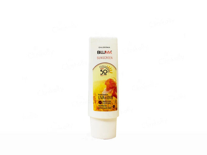 Biluma Sunscreen SPF50+, Reduces Dark Spot & Evens Skin Tone, Non Greasy, Non Sticky (50ml)