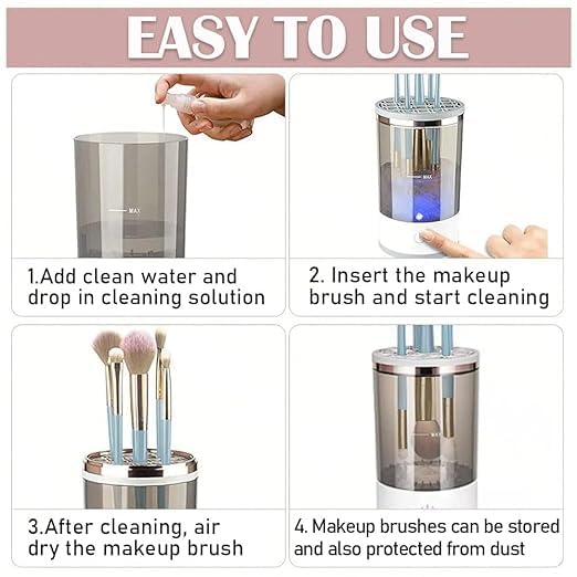 G.FIDEL Makeup Brush Cleaner, Automatic Cleaning Drying Storage 3 in 1 Multifunctional Cosmetic Tool Cleaning Container