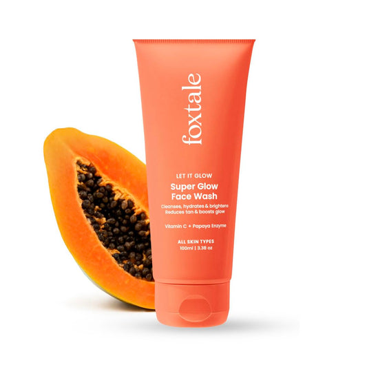 Foxtale Vitamin C Super Glow Face Wash with Papaya enzyme | Reduces Tan | Boosts Glow | Gently Exfoliates & Brightens Skin | Reduces Pigmentation | Face Wash for Men & Women- 100ml