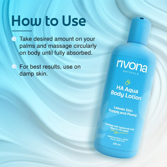Rivona Naturals HA Nourishing Body Lotion| Hydrating and Refreshing non sticky lotion, For Men & Women |for dry skin lotion |250 ml