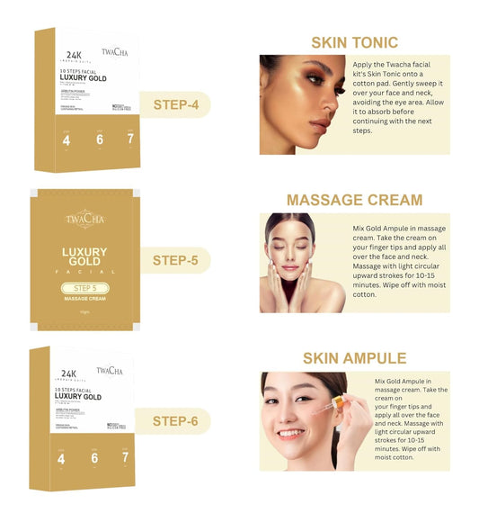 TWACHA 10 Steps Bridal Facial Kit | For Radiant and Glowing Skin | Ideal for both Men & Women | 105g x 4 Facial