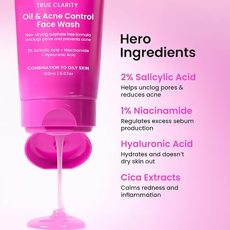 Foxtale Oil & Acne Control Face Wash With 2% Salicylic Acid & Cica, For Clear, Oil Free & Calm Skin