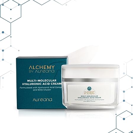 Alchemy By Aureana Multi-Molecular Hyaluronic Acid Cream Deep Hydration & Skin Brightening Moisturizer with Vitamin C & E | 45g
