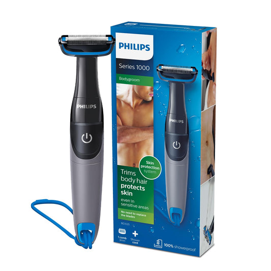 PHILIPS Bg1025/15 Showerproof Battery Powered Body Groomer Shaver For Men, Safe For All Body Areas, Including Private Parts, Black