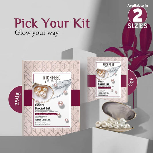 Richfeel Pearl Facial Kit for glowing skin | Luminous and Radiant Skin | Tan Removal | Best For Dry Skin | Pack Of (2x250g=500g)
