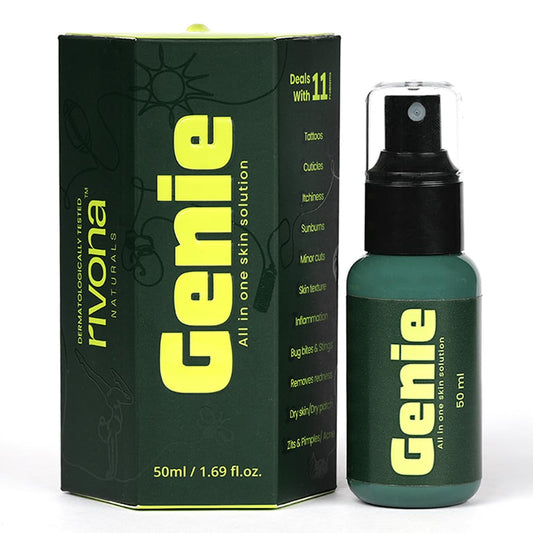 Rivona Genie Hypochlorous acid spray l Soothing Anti-bacterial & Anti-inflammatory toner l With rose water l Alcohol & Fragrance-free l Multipurpose Face & Body Spray | Gentle and safe Sensitive, Irritated, Or Acne-Prone Skin - 50ml