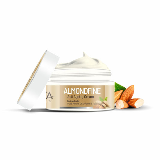 Oshea Herbals Almondfine Anti Ageing Face Cream For All Skin Types | Reduces Fine Lines & Wrinkles | Enriched with Sweet Almond Oil & Vitamin E | 50 g