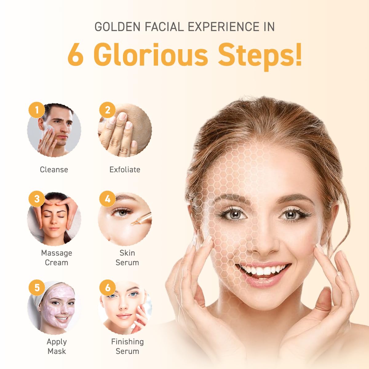 TWACHA Elite Gold Facial Kit | Gives Even Tone Radiant Glow | Ideal for both Men and Women | Suits All Skin Types (6 Steps Facial)