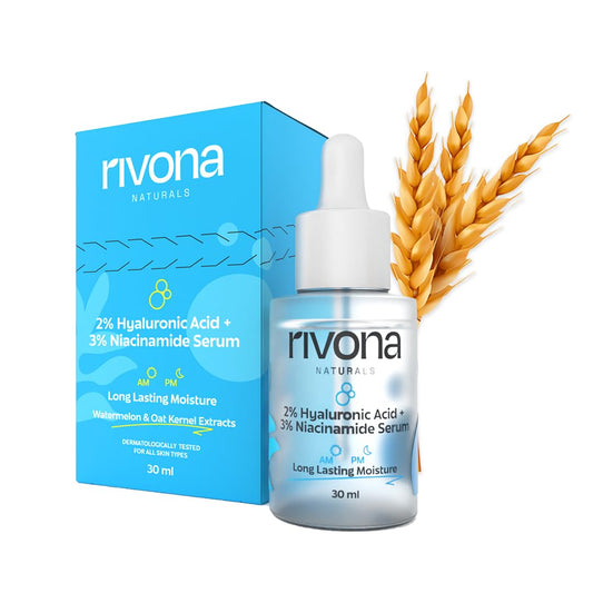 Rivona Naturals Hyaluronic Acid & Niacinamide Serum -Glowing Skin | Daily Hydrating & Skin Nourishment Face Serum For Women & Men | Dermatologically Tested,Cruelty Free 30 ml