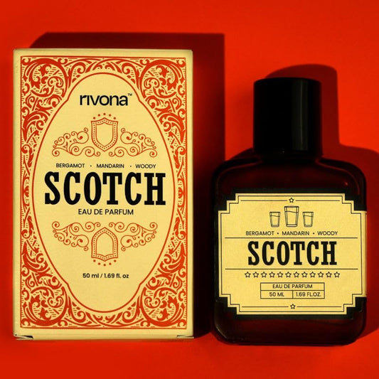 Rivona Scotch Perfume | Long Lasting Eau De Parfum for Men & Women | Warm, Woody, Sophisticated Fragrance with Sweet Scotch, Geranium & Vanilla | Unisex Perfume Gift | 50ml EDP