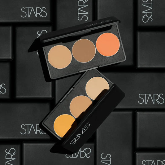 Star's Cosmetics 3 Colors Light, Medium, Yellow Corrector Face Makeup Concealer Palette for Under Eye Dark Circles, Acne & Blemishes| 15gm