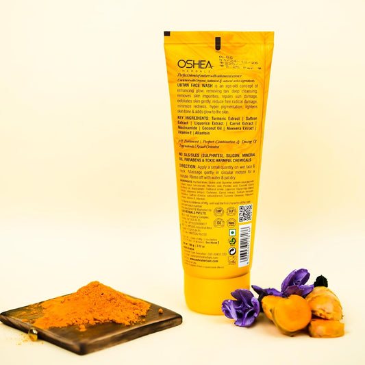 Oshea Herbals Ubtan Glowing & Tan Removing Facewash for All Skin Types | Removes Tan, Impurities & Lightens Skin Tone with Deep Cleansing | Enriched with Turmeric & Saffron Extracts 100g