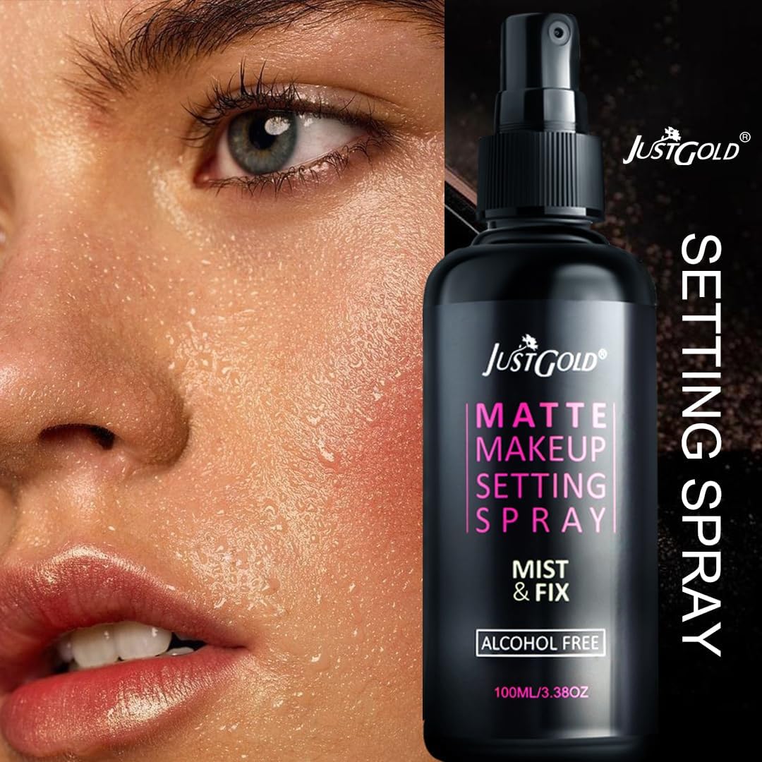 JustGold Matte Makeup Setting Spray Mist and Fix Alcohol Free 100ml
