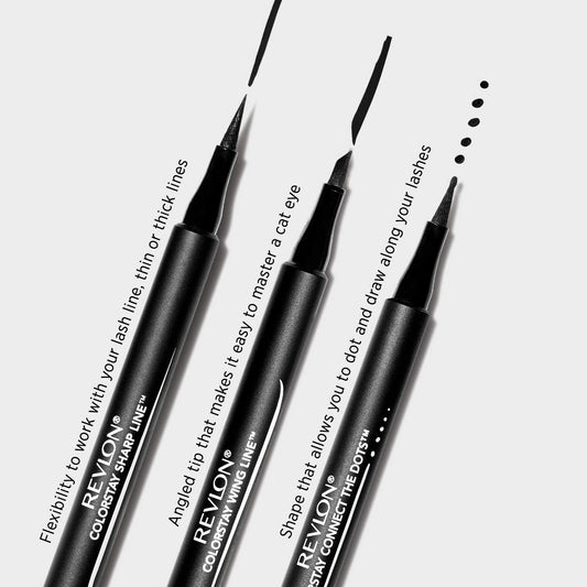REVLON Colorstay Sharp Line Liquid Eye Pen, 24 HRS, Waterproof, Smudge & Transfer Proof, Blackest Black