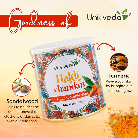 Unikveda Haldi Chandan Hydrosoluble Wax Best for Dry and Sensitive Skin, Remove Tanning of Skin | 800gm
