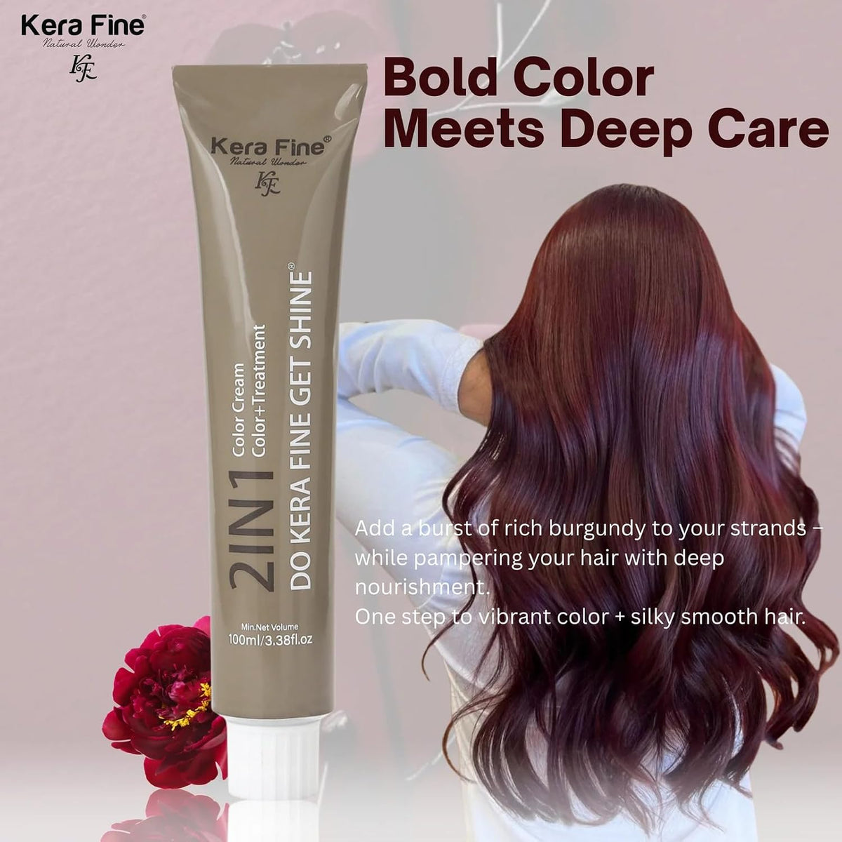 KERA FINE 2 IN 1 COLOR CREAM & TREATMENT SHADE – BURGUNDY|