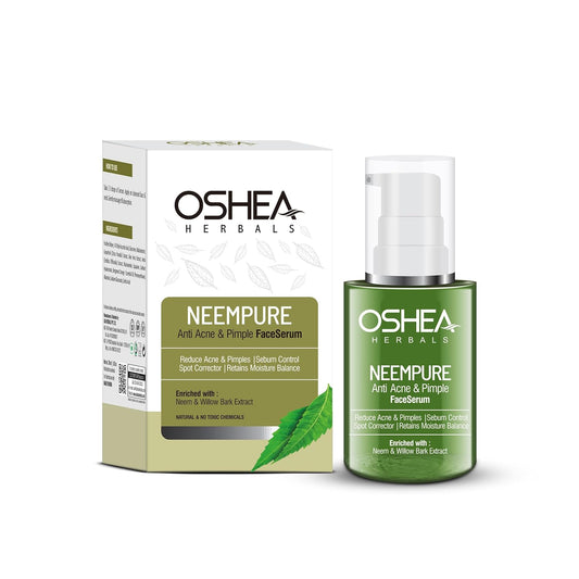 Oshea Neempure Anti Acne Face Serum for Men & Women | Reduces Pimples & Oil Production | Boosts Hydration with Spot Corrections | Enriched with Neem & Willow Bark Extract | Oily Skin Type | 30 ml