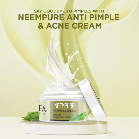 Oshea Herbals Neempure Anti Pimple Face Cream for Women & Men | Hydrating & Controls Excessive Sebum | Reduces Pimples with Inflammations | Enriched with Neem & Willow Bark Extracts | Oily Types - 50g