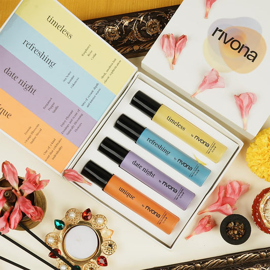 RIVONA NATURALS Versatile Unisex Floral Perfume Gift Set Of 4x15ml For Unisex, Premium Long-Lasting Liquid Fragrance