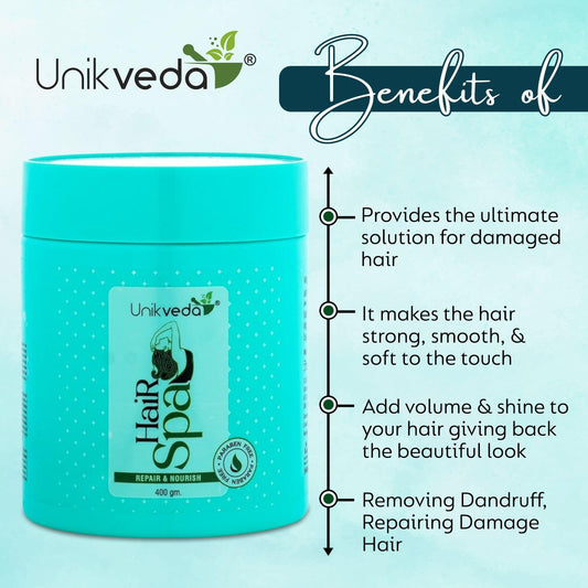 Unikveda Repair and Nourish Hair Spa for Removing Dandruff, Repairing Damage Hair, Relieves Stress 200gm