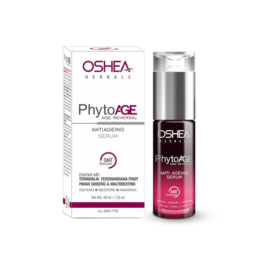 Oshea PhytoAge Reversal Anti Ageing Face Serum for Men & Women | Reduces Wrinkles & Fine Lines | Boosts Natural Glow & Improve Firmness | Enriched with Aloevera Extracts | All Skin Types | 40ml