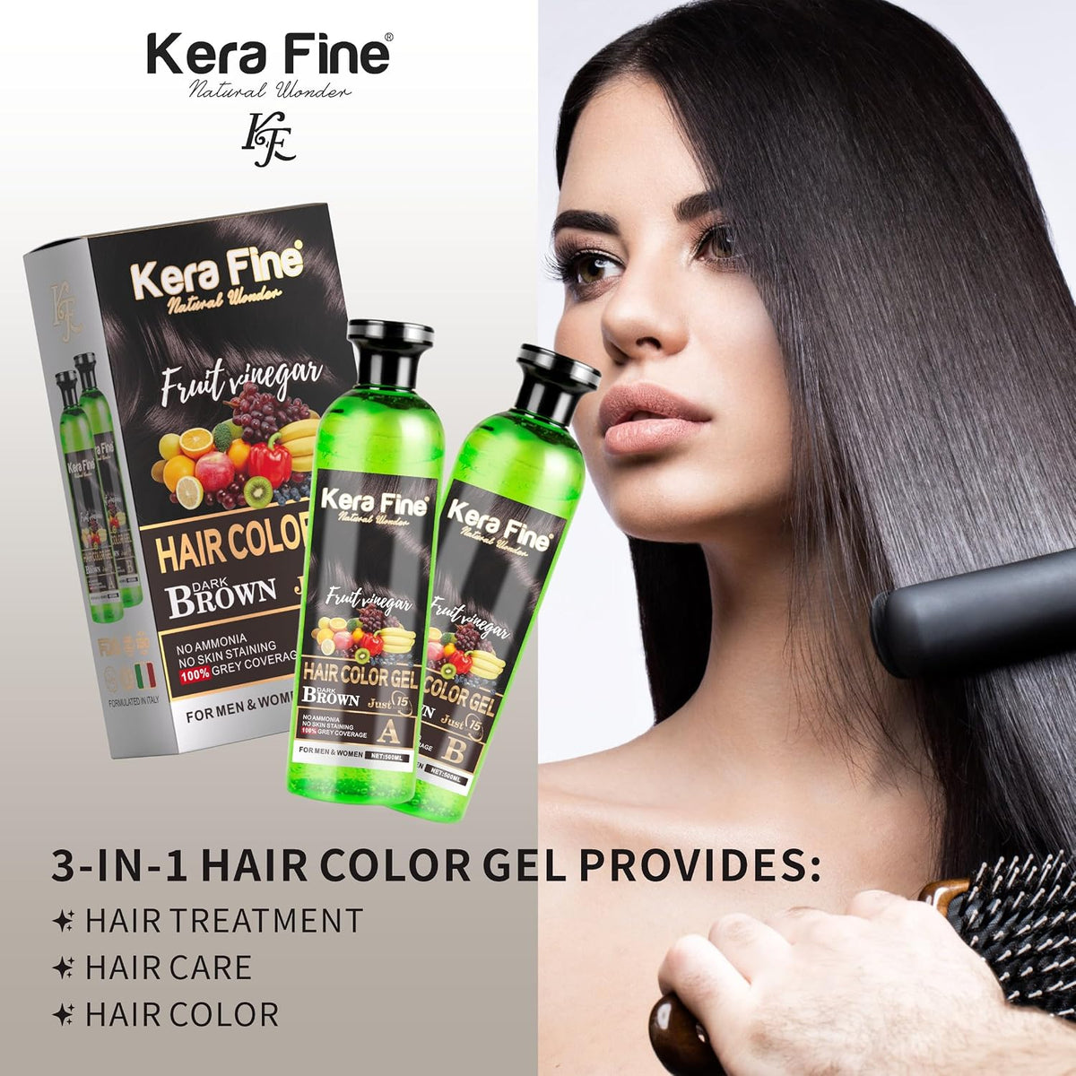 Kera Fine Fruit Vinegar Hair Color Gel Dark Brown | Hair Colour for Men & Women