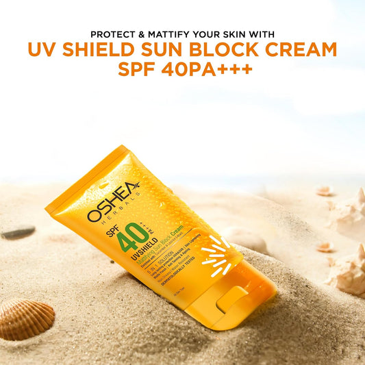 Oshea Herbals SPF 40 PA +++ UVshield Mattifying Non Greasy & Water Resistant Sunscreen for All Skin Types | Protection from UVA & UVB, Removes Tanning & Ageing | Enriched with Cucumber Extract