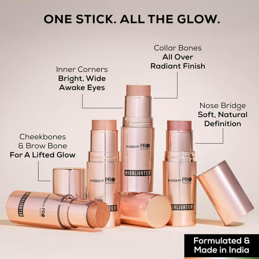 Insight Professional Highlighter (10g) | Dewy Finish | Buildable Glow | Lightweight Cream Formula | Radiant Highlighter for All Skin Tones, Cheekbones & Eyes