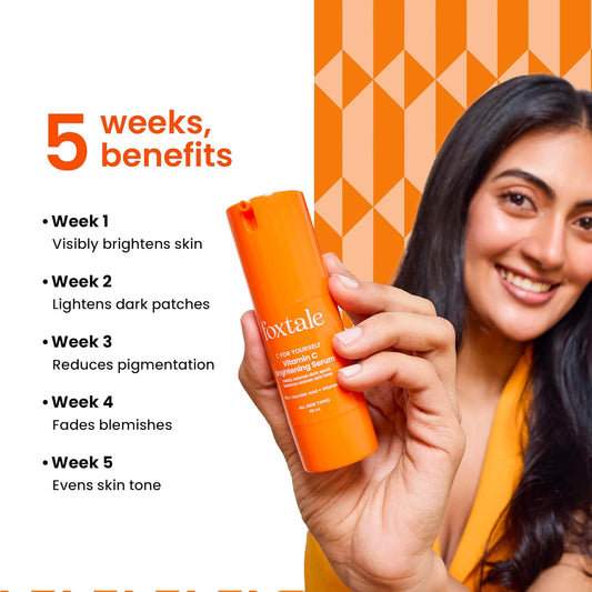 Foxtale Vitamin C Serum 15% L-Ascorbic Acid And 1% Vitamin E Brightening Serum (30ml)