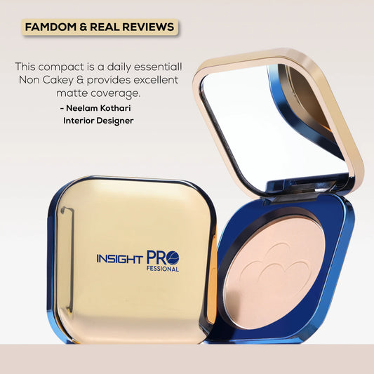 Insight Professional All Day Matte Compact Foundation | Buildable Coverage, Flawless Finish | Lightweight, Long-Lasting Pressed Powder | Oil Control Face Makeup - 11g