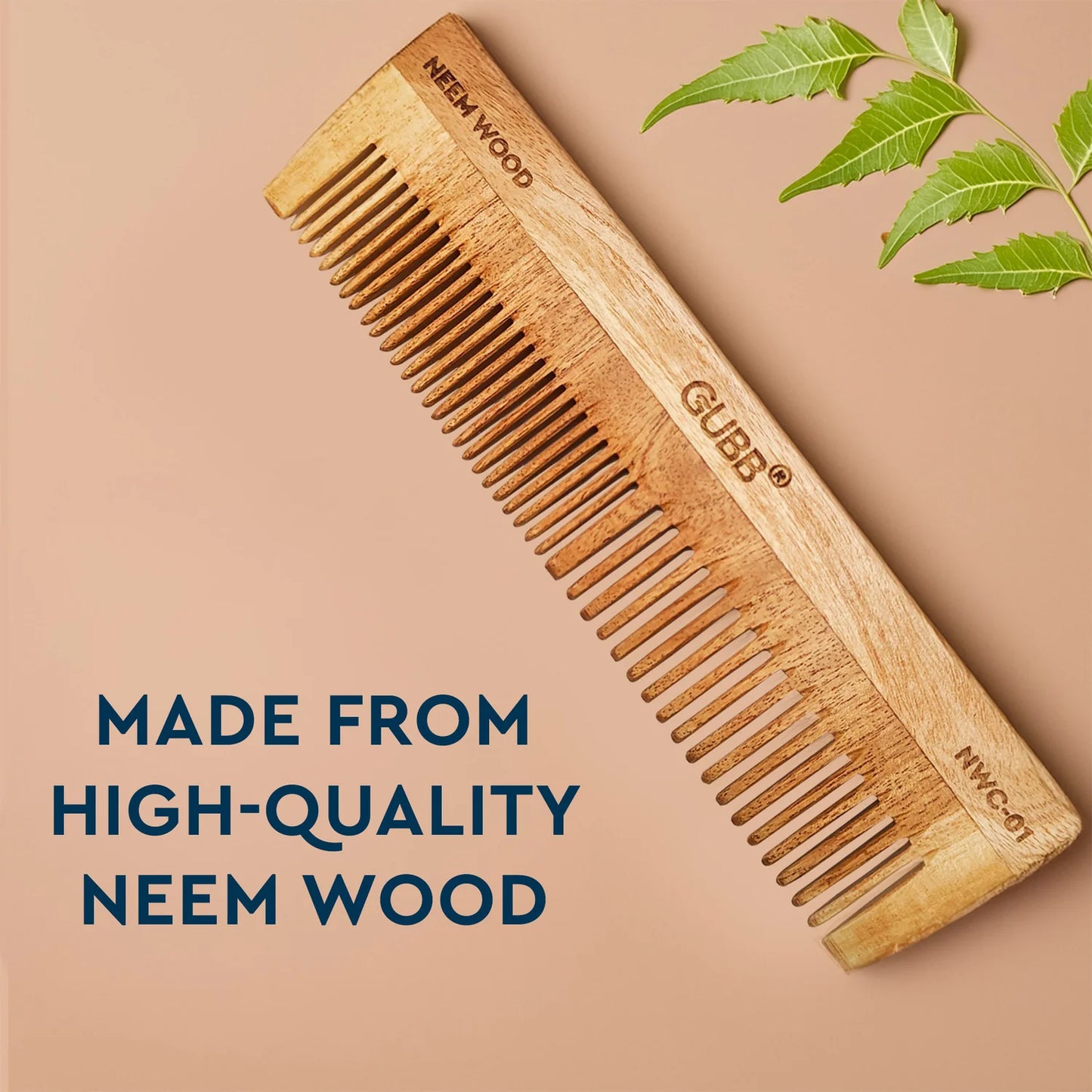GUBB All-Purpose Neem Wood Comb - Natural