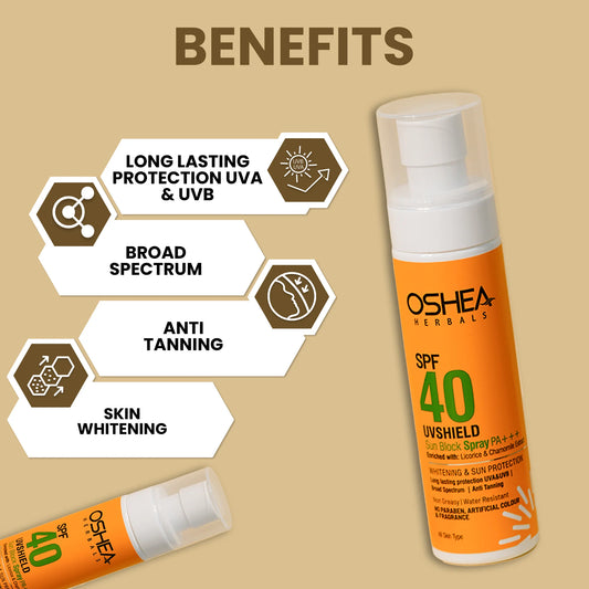 Oshea Herbals Uv Shield Sun Block Spray SPF 40 PA+++ | 120 ml