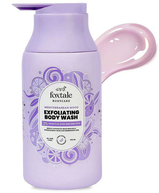 Foxtale Exfoliating Body Wash 2% Salicylic Acid & Zinc & Exfoliating Loofah (250ml)