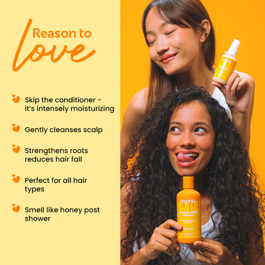 Honey & Oat Milk 2in1 Conditioning Shampoo For Frizzy Hair with Amla & Hibiscus Extract | Shampoo For Wavy Hair | 200ml