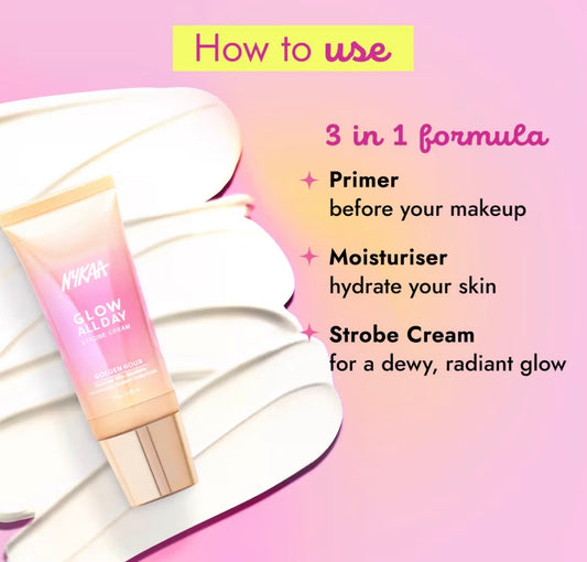 Nykaa Glow All Day Illuminating Strobe Cream + Highlighter + Moisturizer 30g