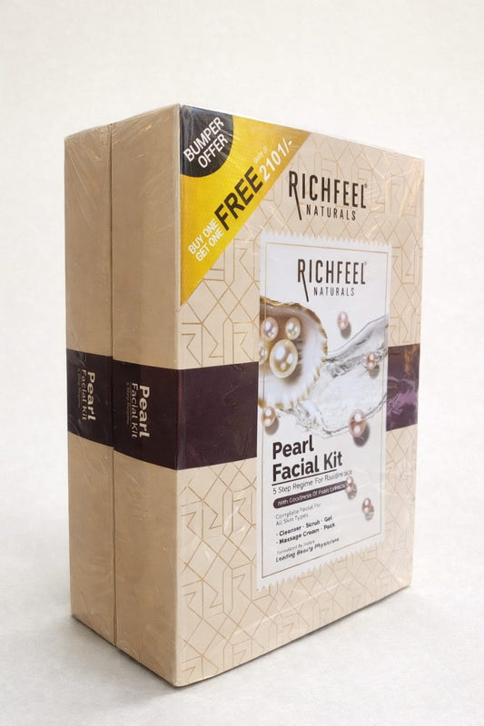 Richfeel Pearl Facial Kit for glowing skin | Luminous and Radiant Skin | Tan Removal | Best For Dry Skin | Pack Of (2x250g=500g)