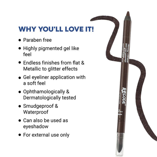 Recode Turning Heads Brown Crayon Gel Eyeliner Cum Kajal Pencil 1.20 G