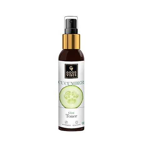 Good Vibes Cucumber Glow Toner 120 ml, Hydrating Pore Tightening Moisturizing Revitalising Face Spray Toner for All Skin Types, Natural, No Alcohol, Parabens & Sulphates, No Animal Testing