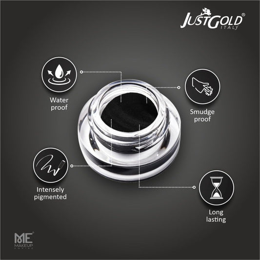 JustGold Gel Eyeliner, Smudge Proof, Water Proof, Long Lasting and Matte Finish Gel Eyeliner