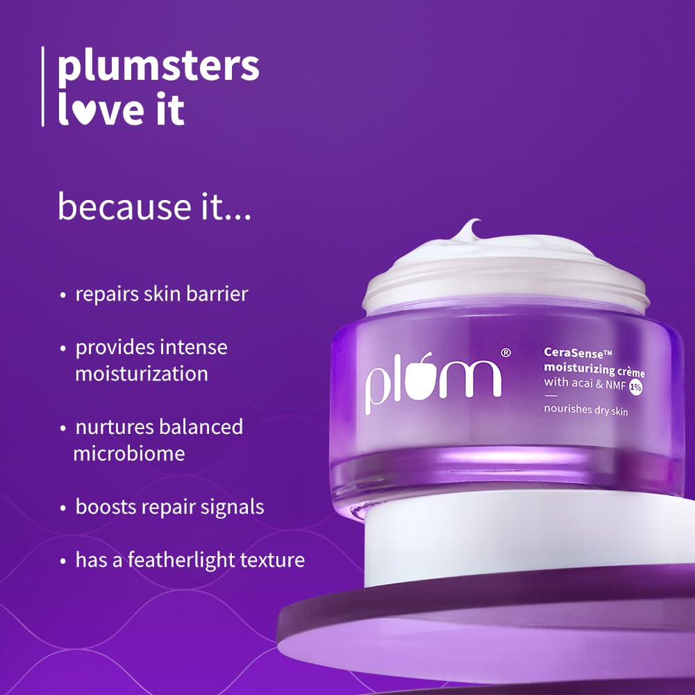 Plum CeraSense Moisturizing Crème with Ceramides & Peptides | Instant barrier repair|72-hr moisturization | Dermat-Tested | Moisturizer for dry & normal skin types| Women & Men | 25g