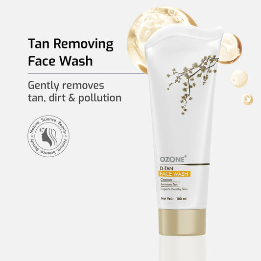 Ozone D-Tan Face Wash | Removes Tan, Excess Oil & Dirt | 100ml | Enriched with Lactic Acid, Green Tea & Licorice | For Men & Women | All Skin Types
