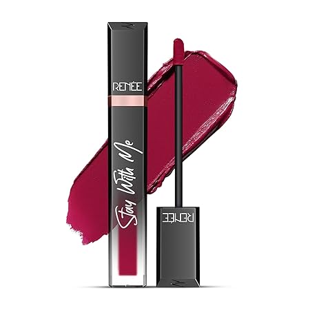 RENEE Stay With Me Matte Transferproof Liquid Lipstick- Thirst of Wine | Waterproof & Smudge-proof | Bold Pigment, Lightweight & Long-lasting | With Hyaluronic Acid & Vitamin E | 6 ml