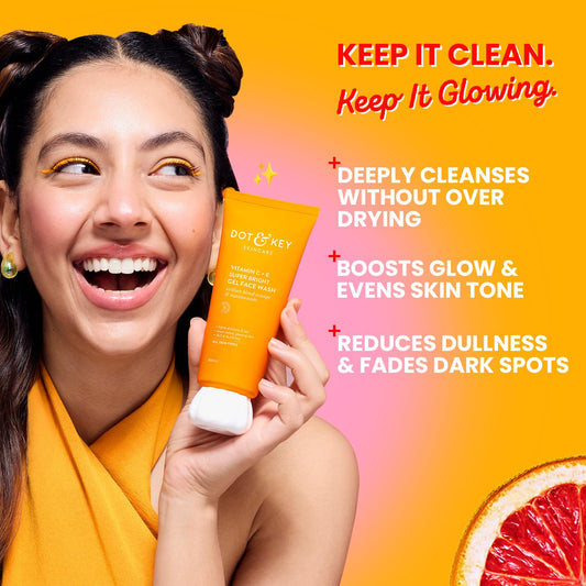 Dot & Key Vitamin C+E Super Bright Gel Face Wash, Sicilian Blood Orange & Niacinamide (100ml)