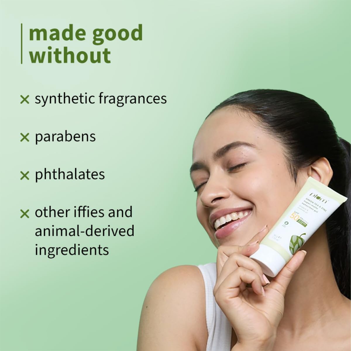 Plum Green Tea & Zinc Super-Matte Gel Sunscreen SPF 50 PA ++++ | 50g | Formulated for Oily, Combination and Acne Prone Skin | Protects & Controls Oil | Lightweight, No White Cast & Non-Sticky | Vegan |