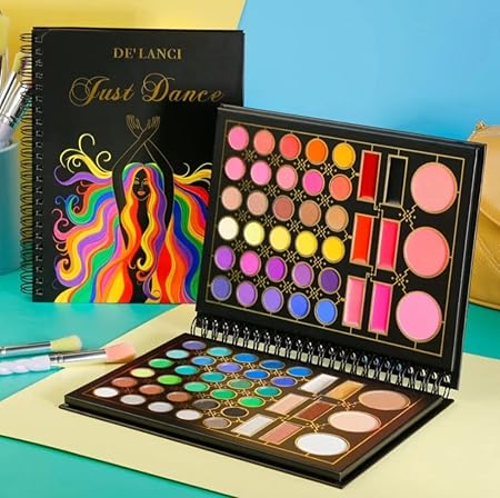 De'Lanci Just Dance 78 Color Eyeshadow Makeup Palette, Matte, Shimmers And Glitter Highly Pigmented Eye Long Lasting, Waterproof With Blush/Highlighter/Contour Bronzer/Lips